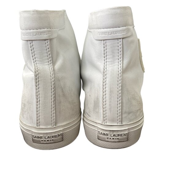 YSL Saint Laurent 561240 White Distressed Men's High Top Sneakers Shoes 46 - Picture 4 of 12